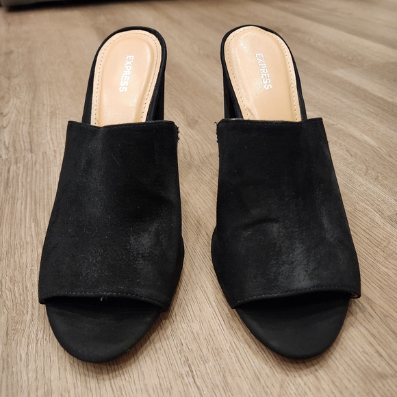 Express Suede Block Heel Mules - Picture 1 of 7